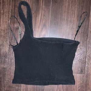 Black one shoulder crop top